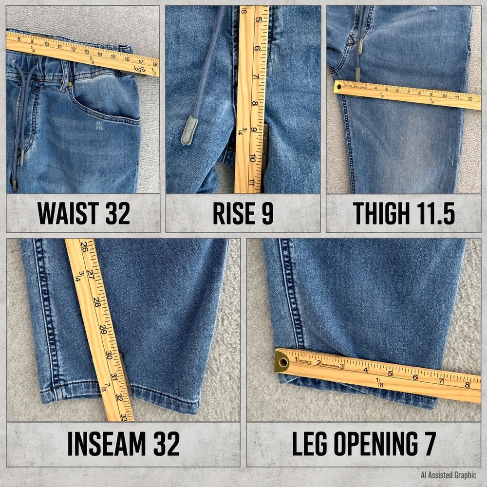 Diesel Waykee JoggJeans Mens 34x32 Denim Sweatpants Hybrid Straight Fit - Picture 12 of 12
